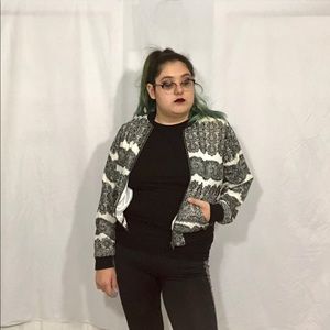 Satin Bomber Jacket w/ lace pattern